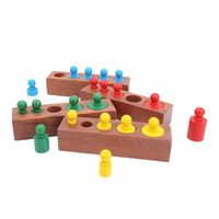 SURENHAP Jouet à douille cylindrique Jeu de blocs de douilles cylindriques en bois, jouets sensoriels Montessori, jeux casse-tete
