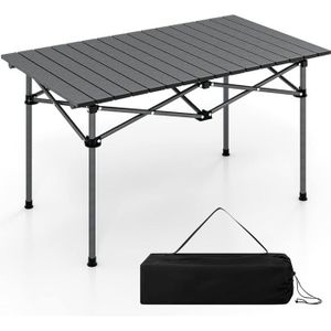 TABLE DE CAMPING GOPLUS Table Pliante de Camping en Aluminium-Table de Pique-Nique Étanche avec Grand Plateau et Sac de Transport pour Camping Noir