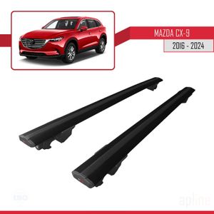 BARRES DE TOIT Compatible avec Mazda CX-9 2016-2024 HOOK Barres de Toit Railing Porte-Bagages de voiture Avec verrouillable Alu NOIR