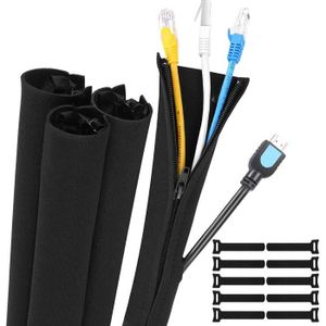 Gaines de Câbles Cache-Câble Flexible Câble Rangement Organisateur avec 10 Bande Adhésive pour Ranger ou Cacher Les câbles 300 x 13 CM 