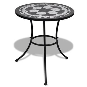 TABLE DE JARDIN  MAG Table de bistro Noir et blanc 60 cm Mosaïque  
