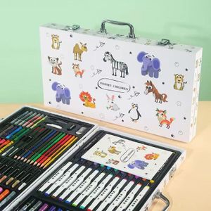 DALY Mallette en bois kit dessin et peinture 143 pièces pour enfants Noyer  au meilleur prix