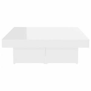 TABLE BASSE ABB Table basse Blanc brillant 90x90x28 cm Agglomé