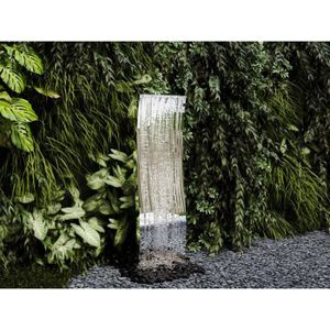 FONTAINE DE JARDIN Fontaine d'extérieur vague en acier inoxydable - H.130 cm - Argenté - VENTE-UNIQUE - Résistante et design zen