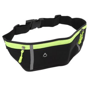 SAC DE SPORT VINGVO Sports Waist Bag, Fitness Waist Bag Nylon Material Headphone Hole Design  for Running for Cycling for Hiking sport Le noir