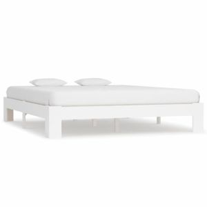 STRUCTURE DE LIT Cadre de lit en bois massif blanc 160 x 200 cm - VINGVO - Classique - Intemporel