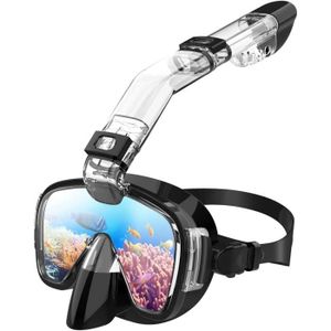 MASQUE DE PLONGÉE Masque de Plongée avec Tuba Pliable Kit,Snorkeling en Silicone Anti-buée,avec Innovant Système Respiratoire,Support pour Caméra - S