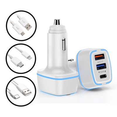 Allume Cigare USB C 2-Pack Chargeur Voiture 4 Ports 78w PD QC 3.0 Rapide Prise Chargeurs De Adaptateur 12v, Pour IPhone 17 16 15 14 Pro Max Mini Plus IPad Samsung Huawei