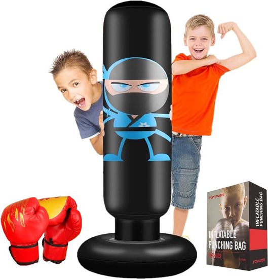 Sac De Frappe Dinosaure Pour Enfants - 160cm, Gonflable, Avec Gants - Karaté, Taekwondo