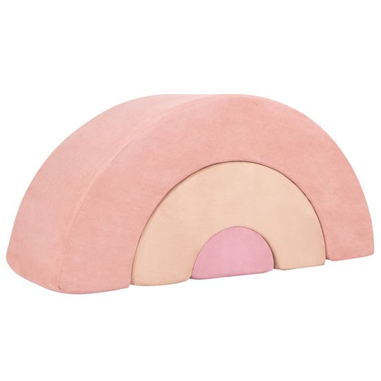 Jeu D'escalade Pour Enfants – 3 Blocs En Mousse Arc-en-ciel – Tunnel, Canapé, Parcours Motricité – Rose/Gris