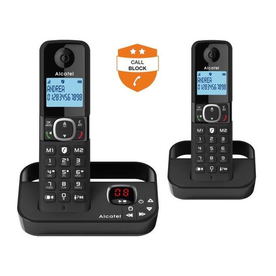 Téléphone fixe sans fil - ALCATEL - F860 voice duo noir - Avec fonction