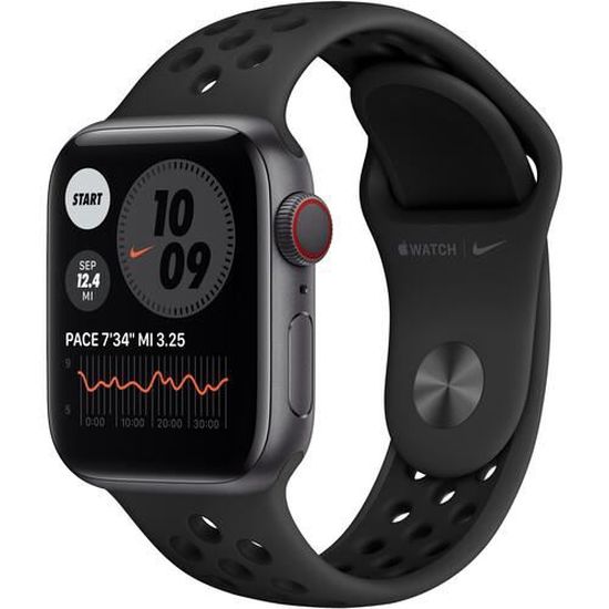 Apple Watch Nike Series 6 (GPS + Cellulaire, 40mm, Aluminium gris spatial, Anthracite/Bande