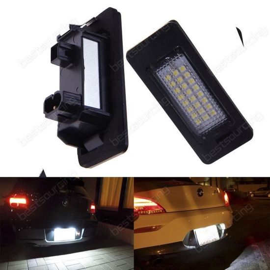 Safego LED Éclairage de plaque d'immatriculation Auto Ampoules Super Brillant 6000K Xénon Blanc 24 SMD Feux arrière pour E39/E46/E60/E70/ E90/E91/E92/E93/F10 etc, 2 pièces