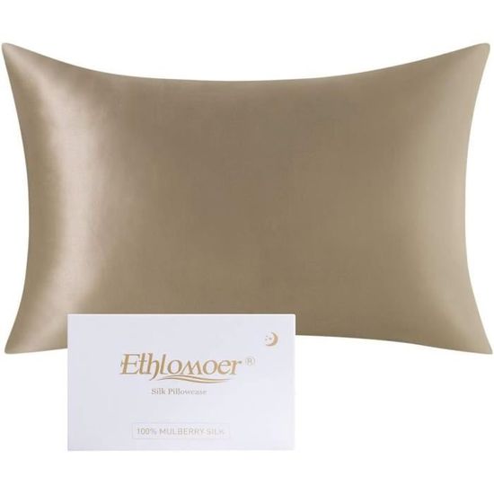 Taie D'Oreiller 100% Soie Naturelle 19 Mommes – 40x60 Cm Blanche – Douceur Luxueuse Pour Peau & Cheveux, Fermeture Éclair Invisible