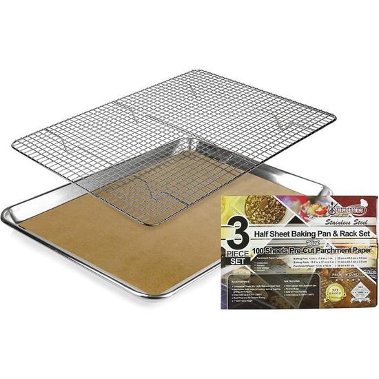 Plaque Patisserie Four avec Grille de Refroidissement 405 x 305 x 25 cm Plaque de Cuisson Four