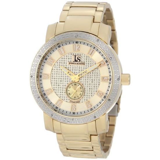 Josu et Sons Hommes de diamant en acier inoxydable montre