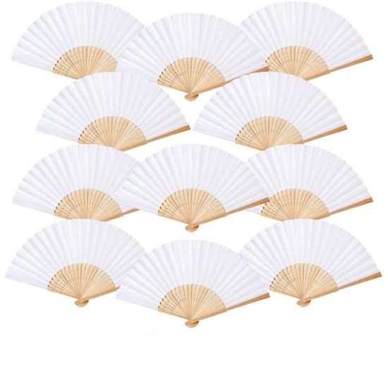 Éventails Pliants Avec Pompons - 2 Pièces Multicolores En Soie Et Bambou - Idéal Mariage, Fête, Danse, Déco