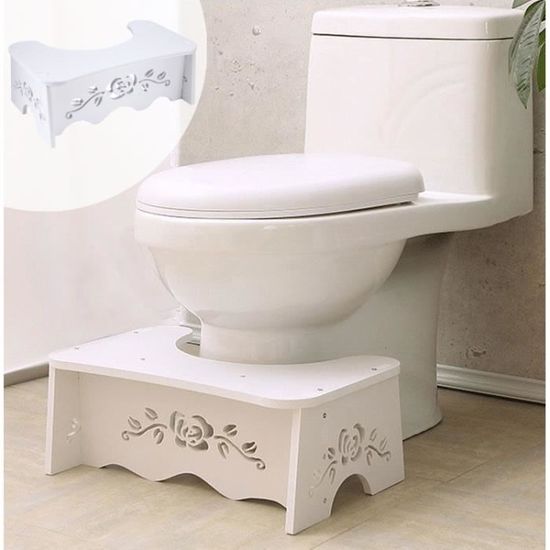 WENKO Tabouret physiologique WC Secura,Tabouret pour wc, Plastique,  48x20,5x33,5 cm, Blanc