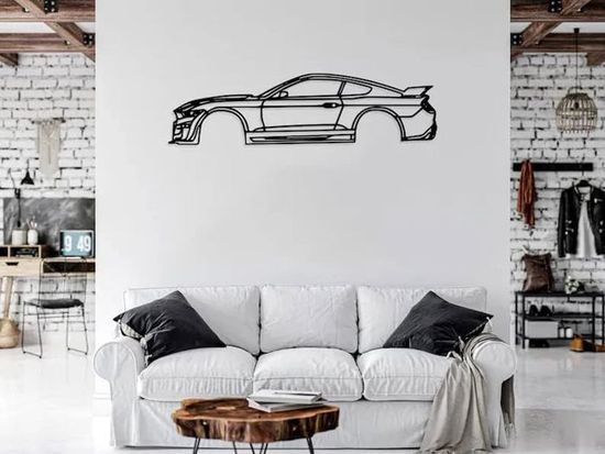 Décoration Murale Voiture Métal 90x16 Cm - Silhouette Automobile Pour Chambre Garçon, Bureau Homme - Noir