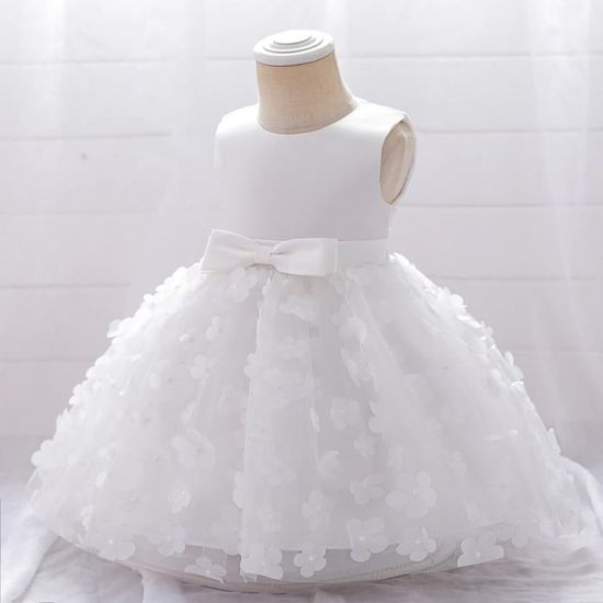 Robe Princesse Fille Sans Manches Dentelle Paillettes - Pour Mariage, Baptême, Anniversaire - Tailles 2 à 14 Ans