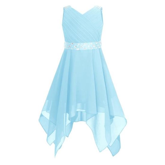 Robe Demoiselle D Honneur Enfant Broderie Sans Manches Robe Loose Fille