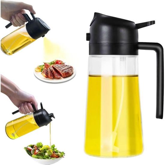 Pulvérisateur D'Huile En Verre 240 Ml - Vaporisateur Cuisine Noir - ActivoTex