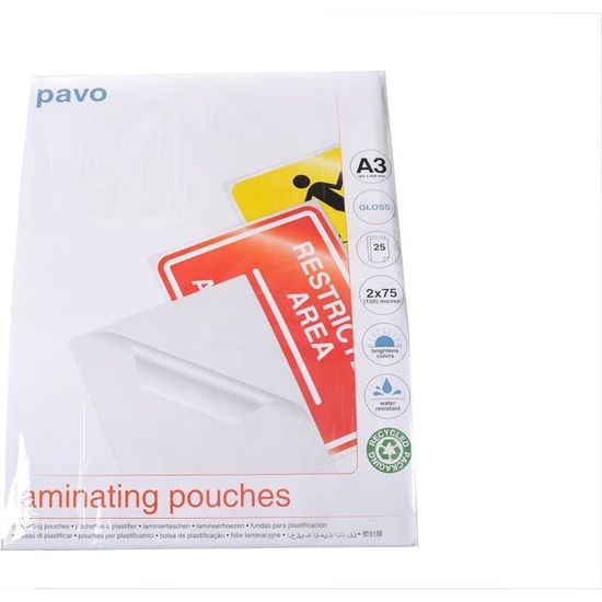 Rouleaux Film Plastification Pavo A1 Brillant 75 Mic - Lot De 2, En PET/EVA, Pour Pelliculeuse Professionnelle - 4