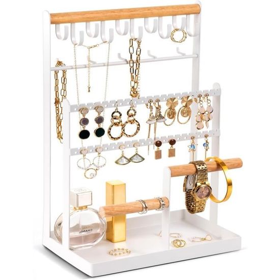 Présentoirs à Bijoux Présentoir à Bijoux Métal Noir - Porte-Colliers & Bracelets Design En Forme De T (26cm) Rangement Bijoux Décoratif