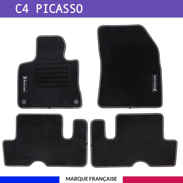 Tapis de sol en TPE adapté pour Citroen C4 Picasso II Monospace  (07.2013-11.2020) - sans la troisième rangée de sièges - tapis de voiture -  noir