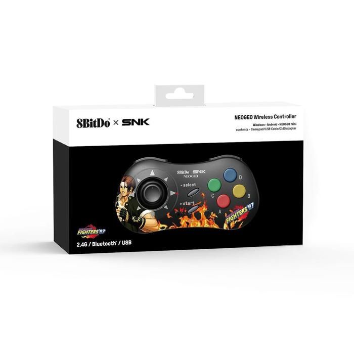 Kyo Kusanagi Edition : 8Bitdo Manette Bluetooth Style SNK Neo Geo - compatible PC Windows Android & Neo Geo Mini