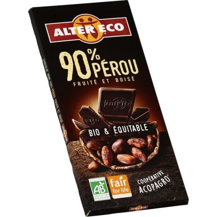 ALTER ECO - Chocolat Noir 90% Bio 100G - Lot De 4