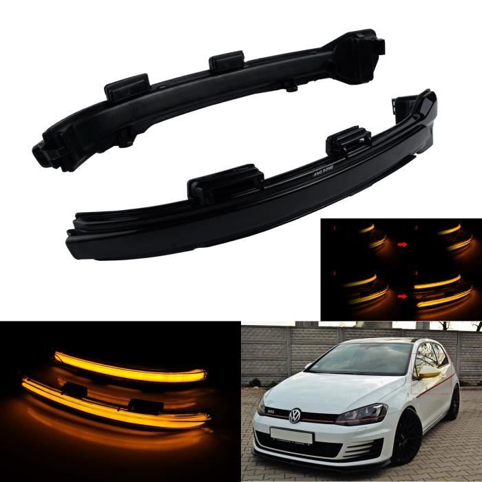 ANGRONG Dynamique LED Rétroviseur Miroir Clignotant lentille Noir Pour VW Golf VII MK7 GTI R Sportsvan (AM1) Touran 5T