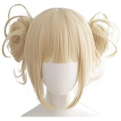 20pcs Perruques de Cosplay pour My Hero Academia, Perruque Cheveux Avec Chignons Courts (Himiko Toga)