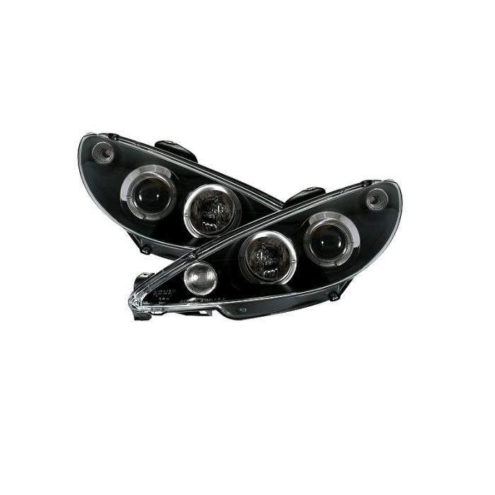 2 FEUX PHARE AVANT ANGEL EYES NOIR PEUGEOT 206 PHASE 2