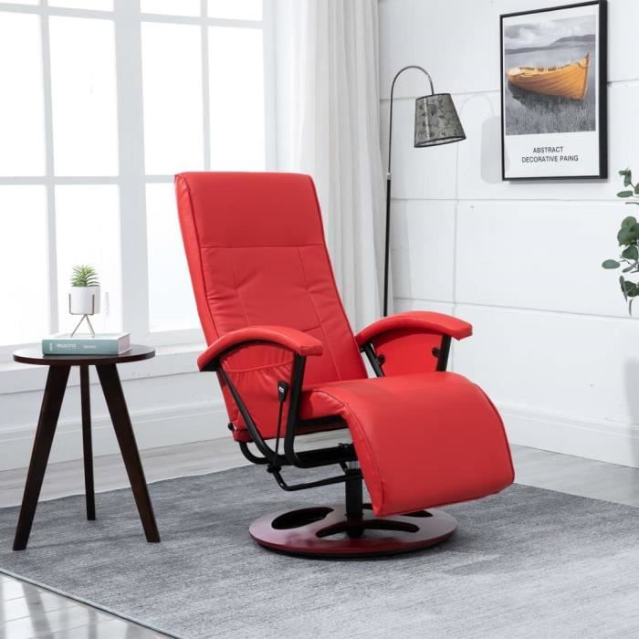 Fauteuil TV pivotant Rouge Similicuir