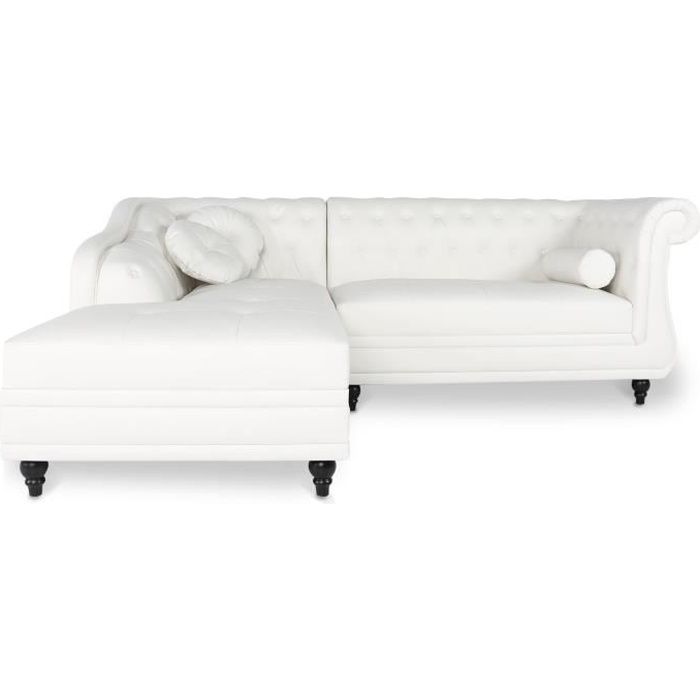 Canapé d'angle Blanc Chesterfield Confort