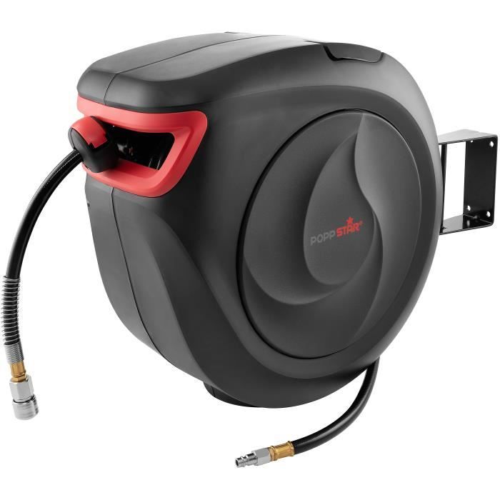 Enrouleur de tuyau d'air comprimé rembobinage automatique (tuyau: 30m + 2m)