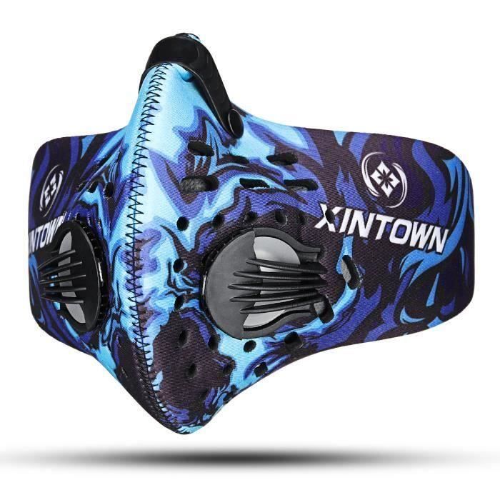Masque De Sport Antipoussière Charbon Actif Oxygène Réglable Bleu Bo57707