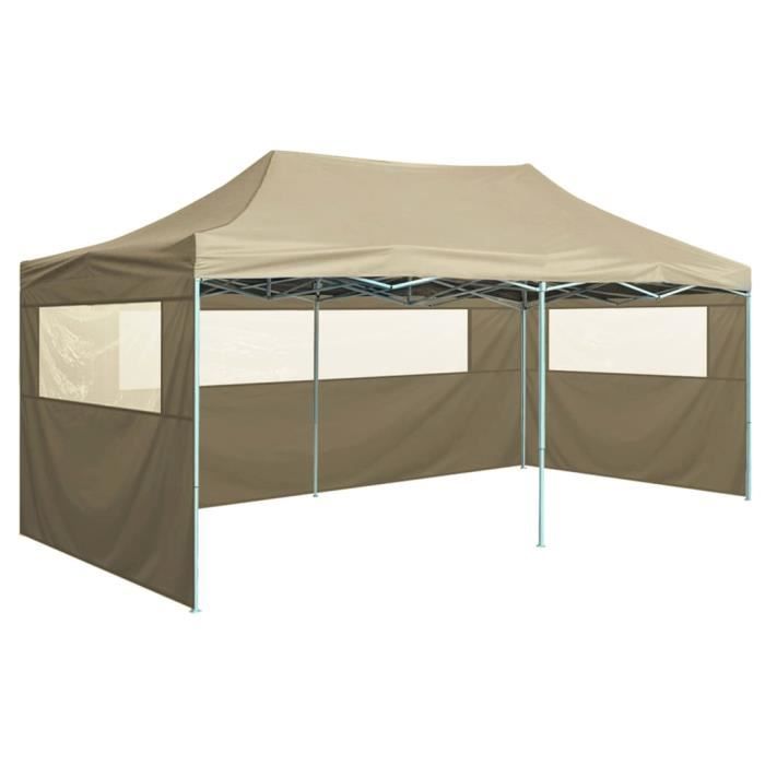 Tonnelle de réception pliable Tonnelle de Jardin Tente de réception Barnum avec 4 parois 3x6 m Acier Crème