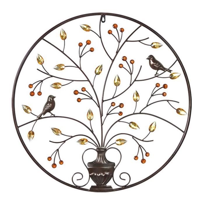 62cm Nordique Brun Arbre de Vie Fer Art Murale Décoration Simplicité Doré Métal Minimaliste