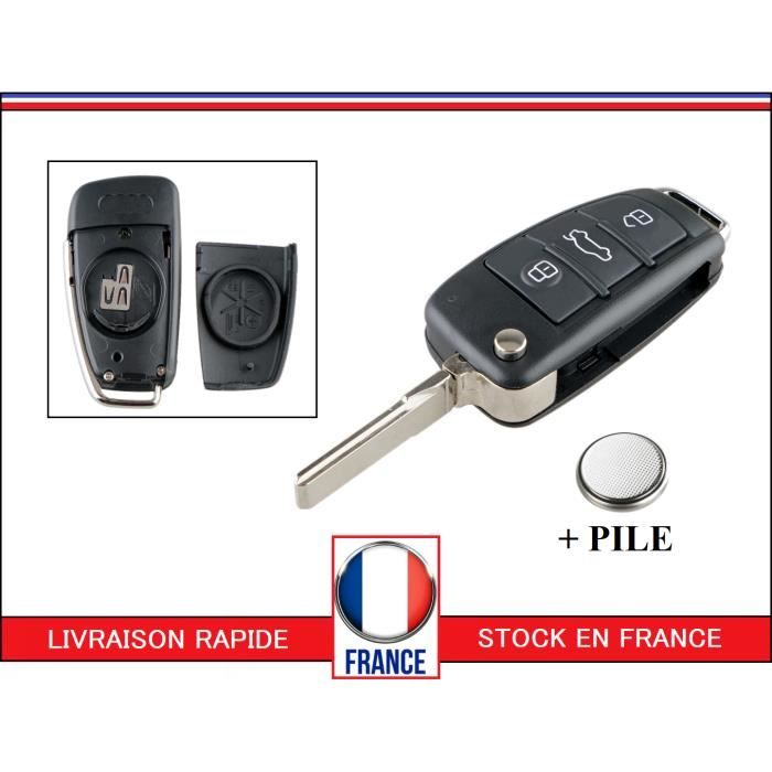 COQUE PLIP DE CLE BOITIER CLE AUDI Q3 Q5 Q7 A1 A2 A3 A4 A6A A8 TT + PILE CR2032