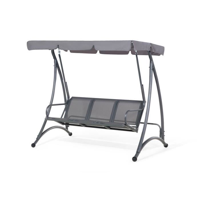 Balancelle de jardin - balancelle en métal et tissu gris - Bogart