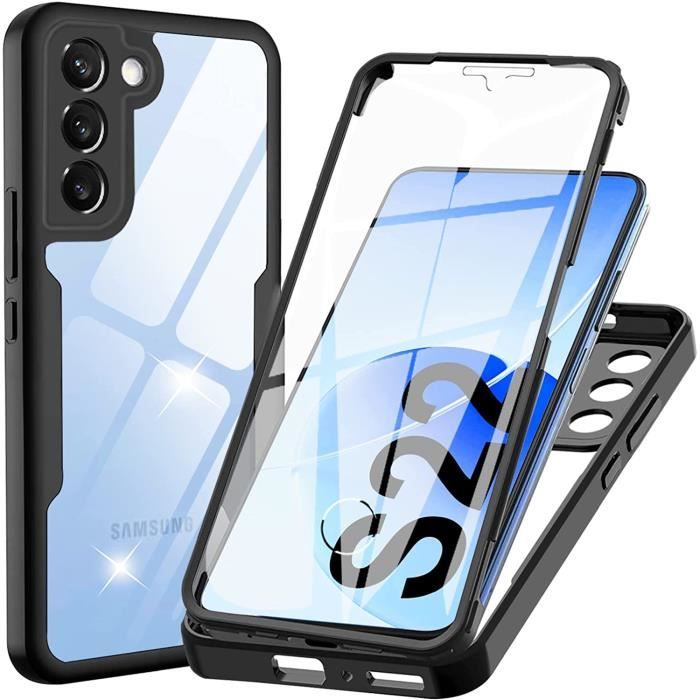 Coque Samsung Galaxy S22 5G Transparent avec Verre trempé 360 Degrés Double Protection Antichoc Silicone Intégrale Samsung Z