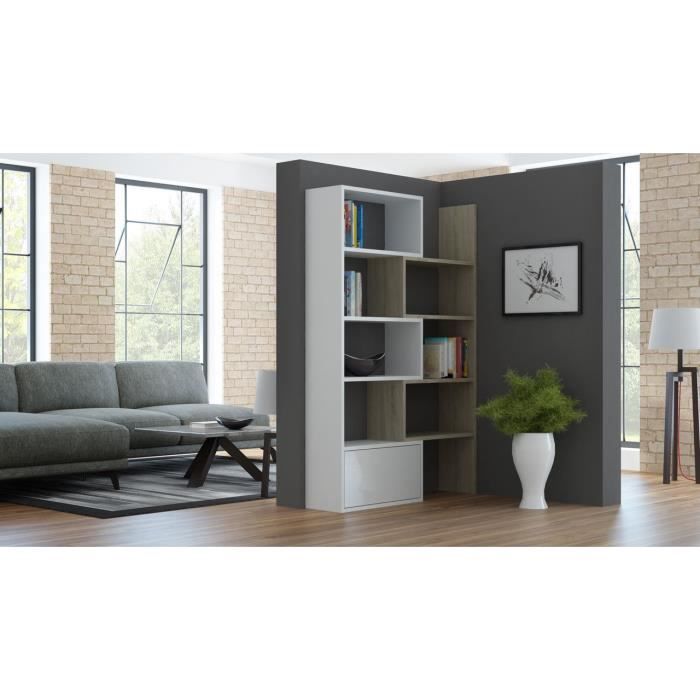 Bibliothèque design VESTA Blanc/Bois