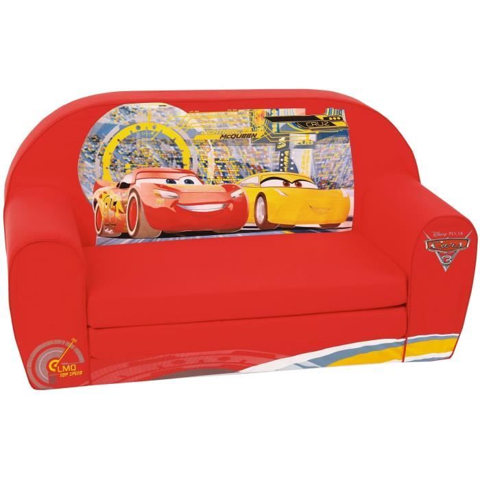 CARS Canapé convertible gonflable pour enfant - 2 places - Cars 3 Flash Mc Queen - Rouge - DISNEY