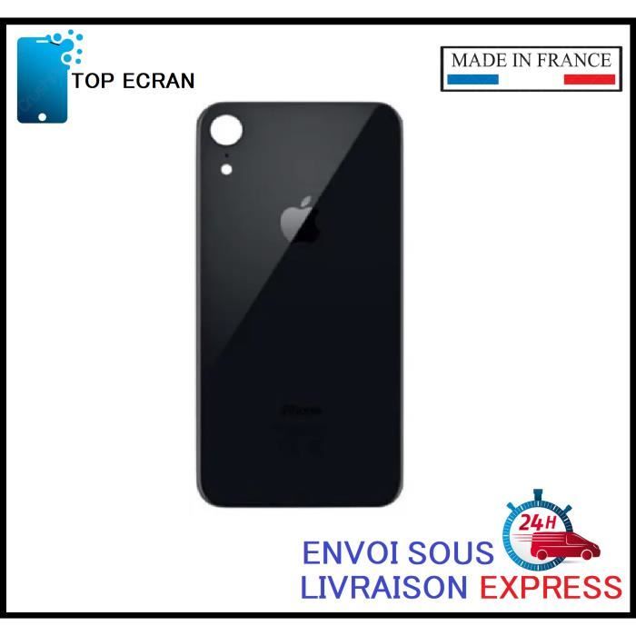 Vitre arrière pour Iphone XR NOIR avec LOGO et Adhesif