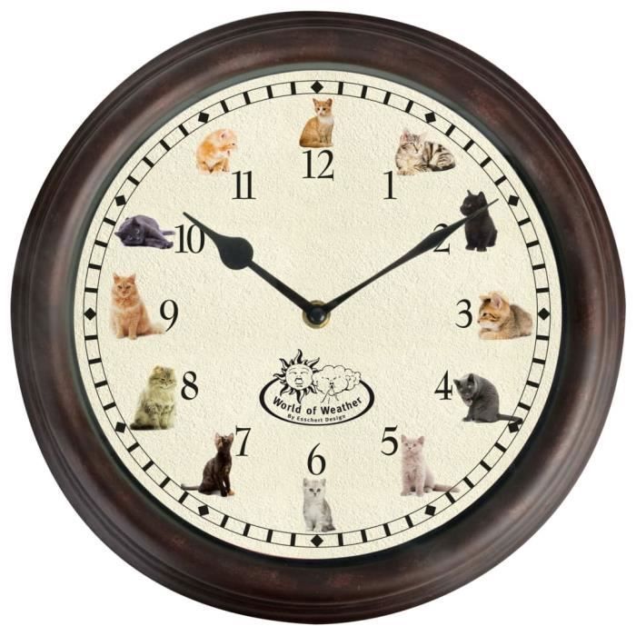 Esschert Design Horloge avec sons de chat