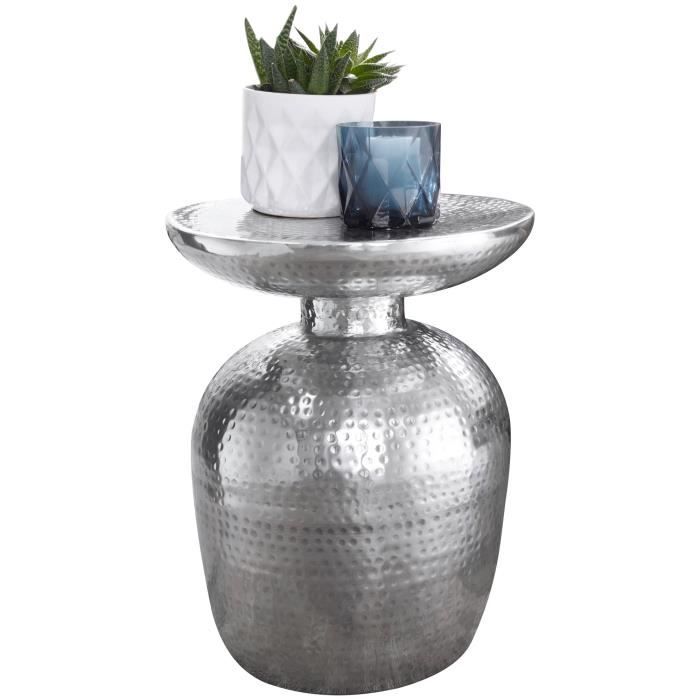 FineBuy Table d'appoint Métal 36,5x46x36,5 cm Table Basse Design Bout de canapé [Argent]