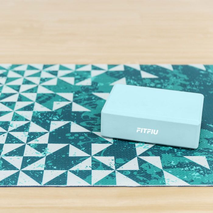 Bloc de yoga BLOCK-800 BLEU eva, travailler stabilité et équilibre, yoga et pilates, 23x15x8cm - FITFIU Fitness