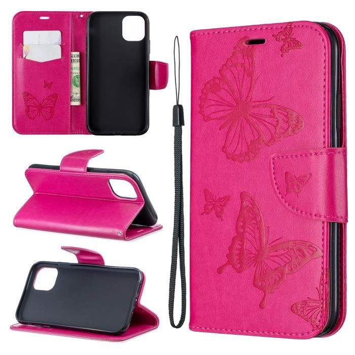 Pour Apple iPhone 11 Housse (6.1-), iPhone 11 Etui à rabat Premium PU Cuir Housse Smartphone Protection - Rose